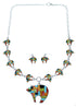 Multicolor Sterling Silver Bear Link Necklace Earrings Set PX37264